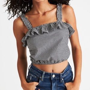 American Eagle Ruffle Gingham Tank Top